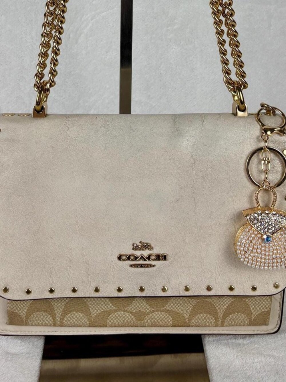 Coach Mini Klare Crossbody With Rivets and Snake-Embossed Leather Trim and Charm